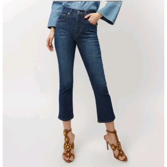 Veronica Beard Denim - Veronica Beard Women 24 Carly 11" Kick Flare Jean Dark Wash Blue Modern Designer